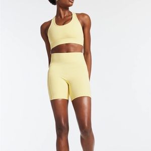 All access pocket bike shorts and bra set in yellow